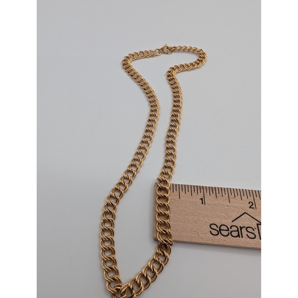 Sarah Coventry Vintage Gold Tone Double Link Curb Chain Necklace 17 Inch - Picture 4 of 4